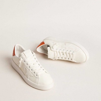 Golden Goose Purestar Sneakers With White Leather Star And Orange Heel Tab