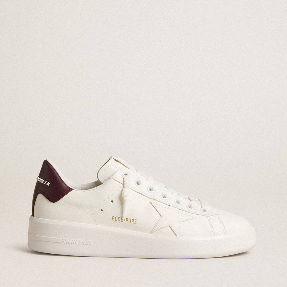 Golden Goose Purestar Sneakers With White Leather Star And Plum Leather Heel Tab
