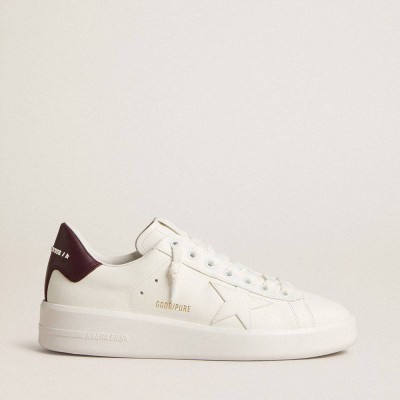 Golden Goose Purestar Sneakers With White Leather Star And Plum Leather Heel Tab