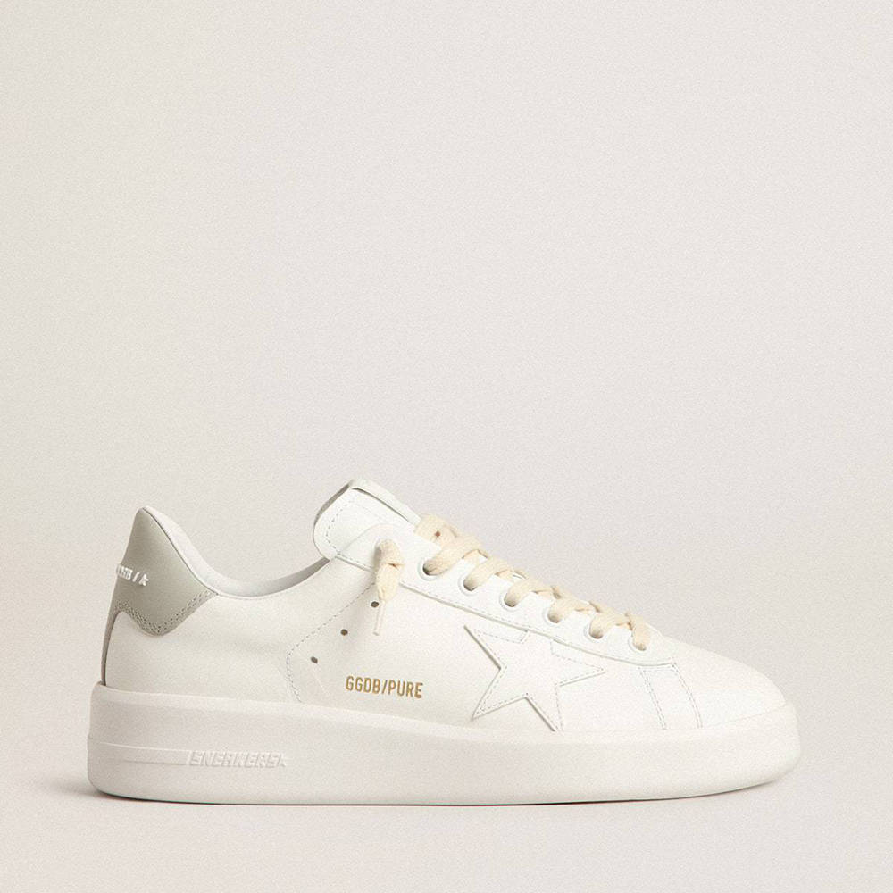 Golden Goose Purestar Sneakers With White Star And Gray Leather Heel Tab