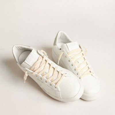 Golden Goose Purestar Sneakers With White Star And Gray Leather Heel Tab