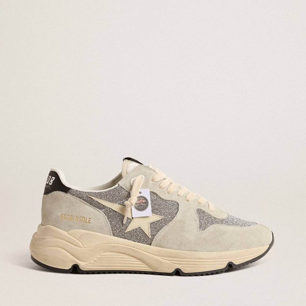 Golden Goose Running Sole Shoes Embellished With Swarovski Crystals And Ivory Star