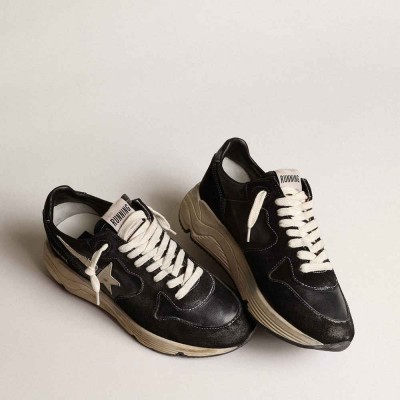 Golden Goose Running Sole Shoes In Black Nappa And Suede