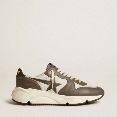 Golden Goose Running Sole Shoes In Gray Nylon And Black Nappa Leather With A Black Suede Star