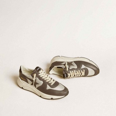 Golden Goose Running Sole Shoes In Gray Nylon And Black Nappa Leather With A Black Suede Star