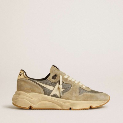 Golden Goose Running Sole Shoes In Gray Suede With White Star And White Heel Tab