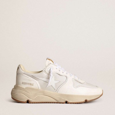 Golden Goose Running Sole Shoes In Mesh And White Nappa
