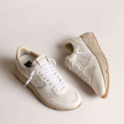 Golden Goose Running Sole Shoes In Mesh And White Nappa