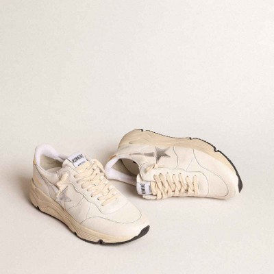 Golden Goose Running Sole Shoes In Nappa With Silver Star And Gold Leather Heel Tab
