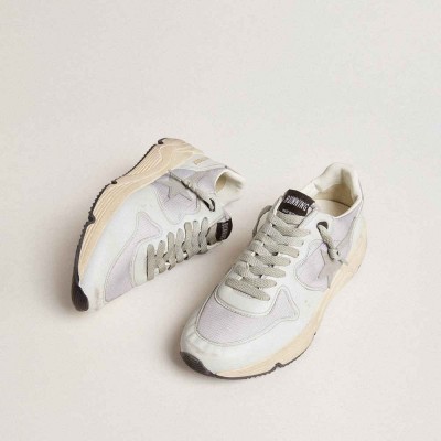 Golden Goose Running Sole Shoes In Nylon And Nappa With Rubber Star And Leather Heel Tab