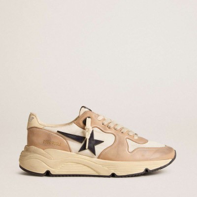 Golden Goose Running Sole Shoes In Nylon And Nubuck With Dark Blue Suede Star