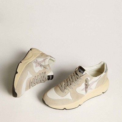 Golden Goose Running Sole LTD Shoes In Mesh With Leather Star And Glitter Heel Tab