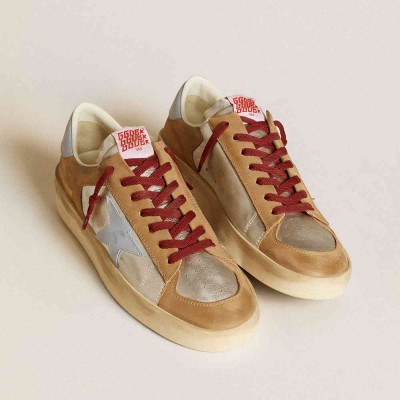 Golden Goose Silver Stardan LTD Sneakers With Light Blue Leather Star And Nubuck Inserts