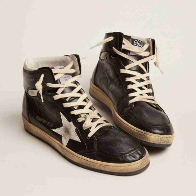 Golden Goose Sky-Star Sneakers In Black Nappa Leather With White Leather Star
