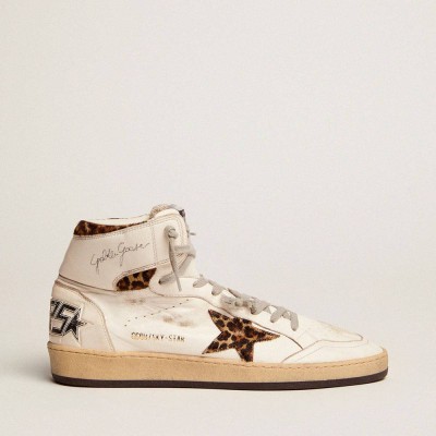 Golden Goose Sky-Star Sneakers With Signature And Leopard Print Pony Skin Inserts