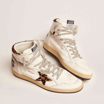 Golden Goose Sky-Star Sneakers With Signature And Leopard Print Pony Skin Inserts
