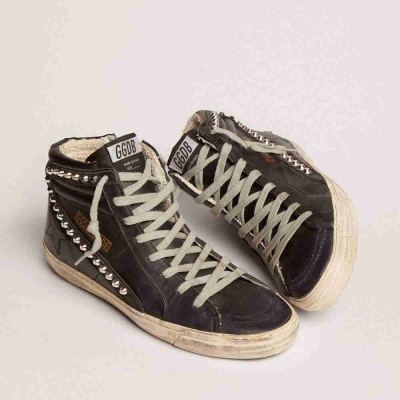 Golden Goose Slide Sneakers Black With Studs
