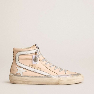 Golden Goose Slide LTD Sneakers In Pink Nappa Leather With White Star And Swarovski Inserts