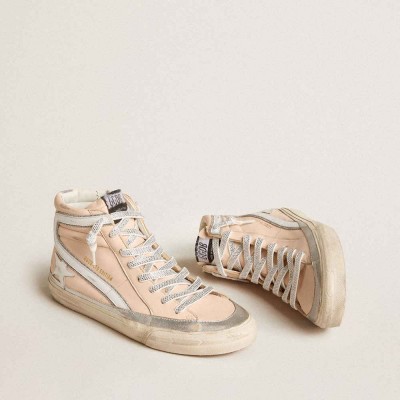 Golden Goose Slide LTD Sneakers In Pink Nappa Leather With White Star And Swarovski Inserts