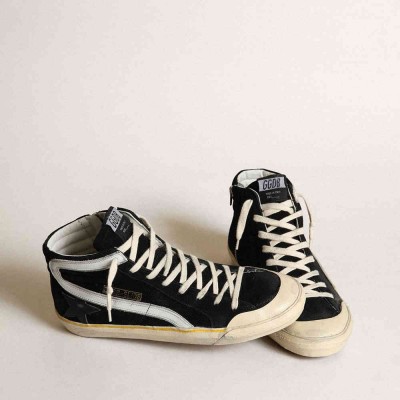 Golden Goose Slide Sneakers Penstar Sneakers In Black Suede With Black Star And White Flash