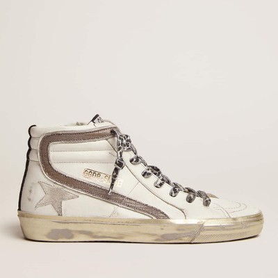 Golden Goose Slide Sneakers With Star In White Suede And Leather Flash