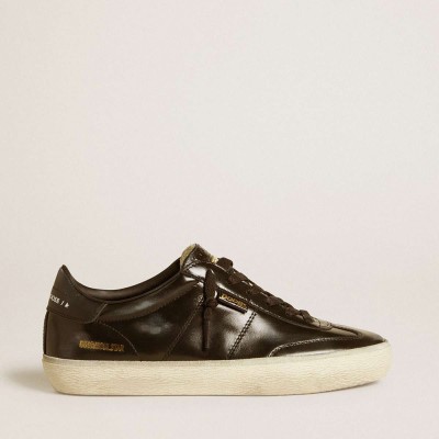 Golden Goose Soul Star Sneakers In Black Patent Leather With Black Leather Heel Tab