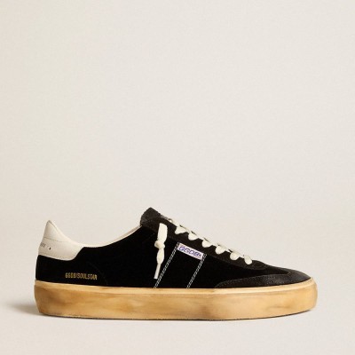 Golden Goose Soul Star Sneakers In Black Velvet With White Leather Heel Tab