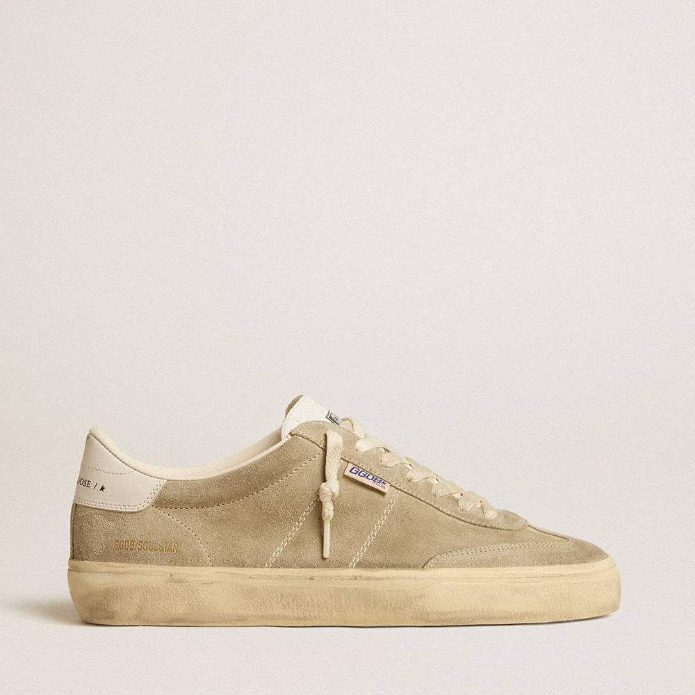 Golden Goose Soul Star Sneakers In Dove-gray Suede With White Leather Heel Tab And Tongue