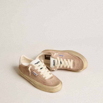 Golden Goose Soul Star Sneakers In Pink Suede With Milk-white Leather Heel Tab