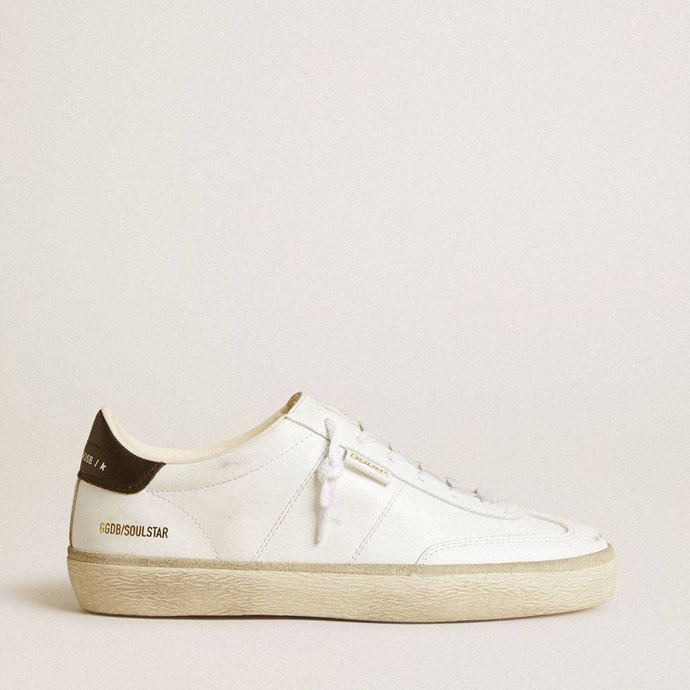 Golden Goose Soul Star Sneakers In White Leather With Black Leather Heel Tab