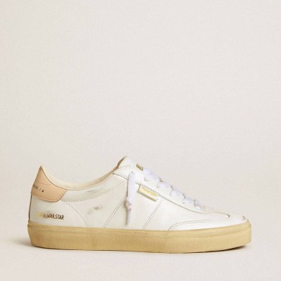 Golden Goose Soul Star Sneakers In White Leather With Pink Leather Heel Tab