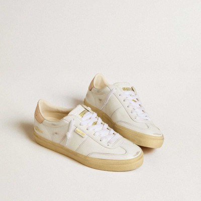 Golden Goose Soul Star Sneakers In White Leather With Pink Leather Heel Tab