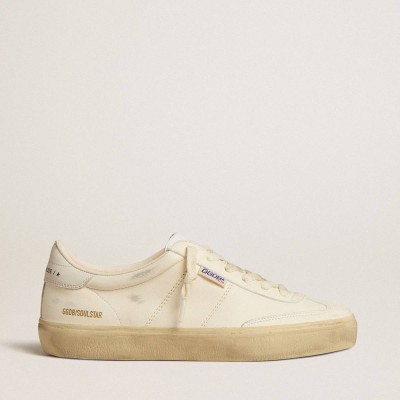 Golden Goose Soul Star Sneakers In White Nappa With White Leather Heel Tab