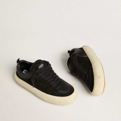 Golden Goose Space-Star Sneakers Cube In Black Suede With Perforated Star