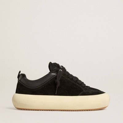 Golden Goose Space-Star Sneakers Cube In Black Suede With Perforated Star
