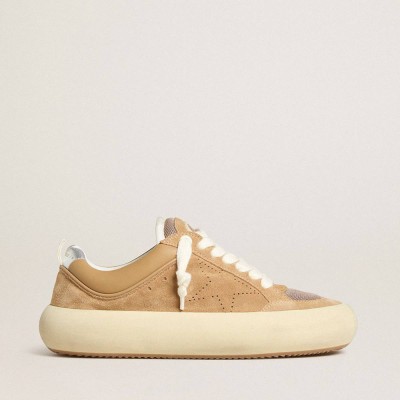 Golden Goose Space-Star Sneakers Cube In Tobacco Suede With Perforated Star