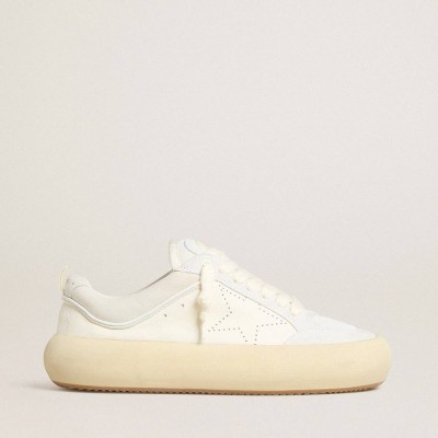 Golden Goose Space-Star Sneakers Cube In White Leather With Perforated Star