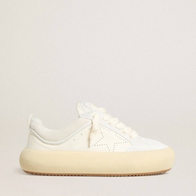 Golden Goose Space-Star Sneakers Cube In White Leather With Perforated Star