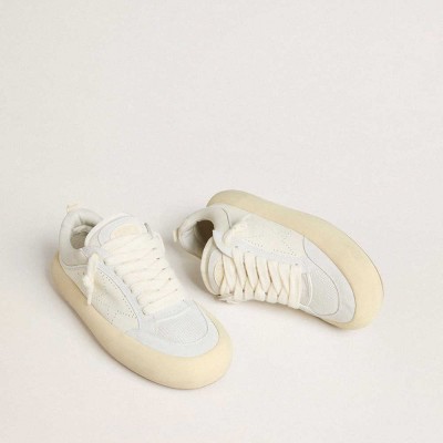 Golden Goose Space-Star Sneakers Cube In White Leather With Perforated Star