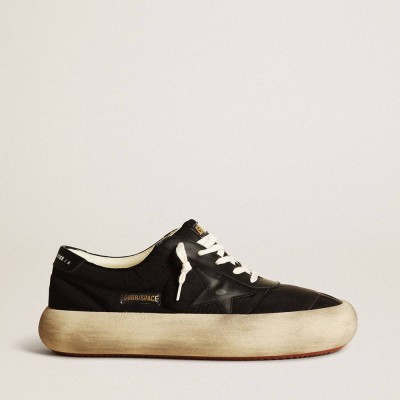 Golden Goose Space-Star Sneakers In Nylon With Black Leather Star And Heel Tab