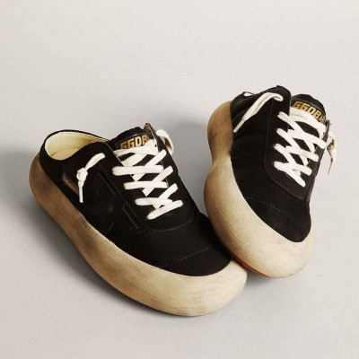 Golden Goose Space-Star Sneakers Sabots In Black Nylon With Black Leather Star