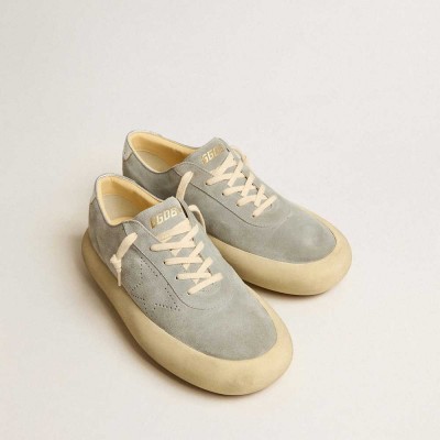 Golden Goose Space-Star Sneakers Shoes In Ice-gray Suede With Perforated Star