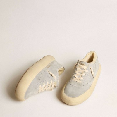 Golden Goose Space-Star Sneakers Shoes In Ice-gray Suede With Shearling Lining