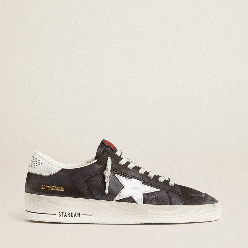 Golden Goose Stardan Sneakers In Black Nubuck And Mesh With Gray Leather Star And Heel Tab