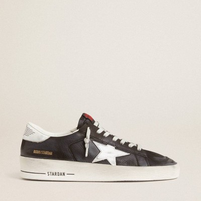 Golden Goose Stardan Sneakers In Black Nubuck And Mesh With Gray Leather Star And Heel Tab