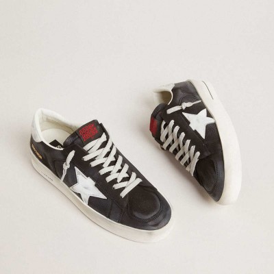 Golden Goose Stardan Sneakers In Black Nubuck And Mesh With Gray Leather Star And Heel Tab