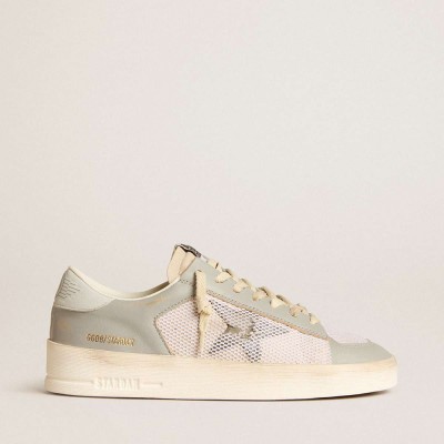 Golden Goose Stardan Sneakers In Gray Nappa Leather And White Mesh With Gray Leather Star