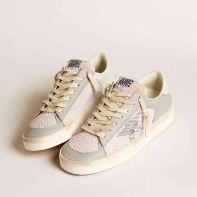Golden Goose Stardan Sneakers In Gray Nappa Leather And White Mesh With Gray Leather Star