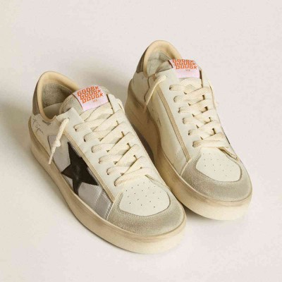 Golden Goose Stardan Sneakers In Leather And Nylon With Black Leather Star And Nubuck Heel Tab