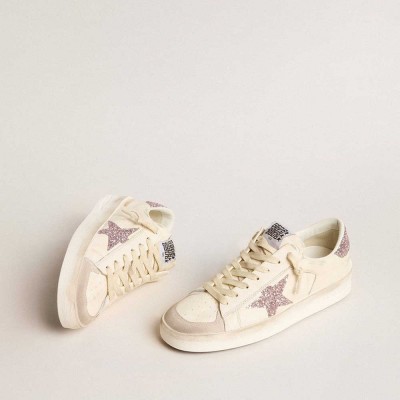 Golden Goose Stardan Sneakers In Nappa And Suede With Pink Glitter Star And Heel Tab